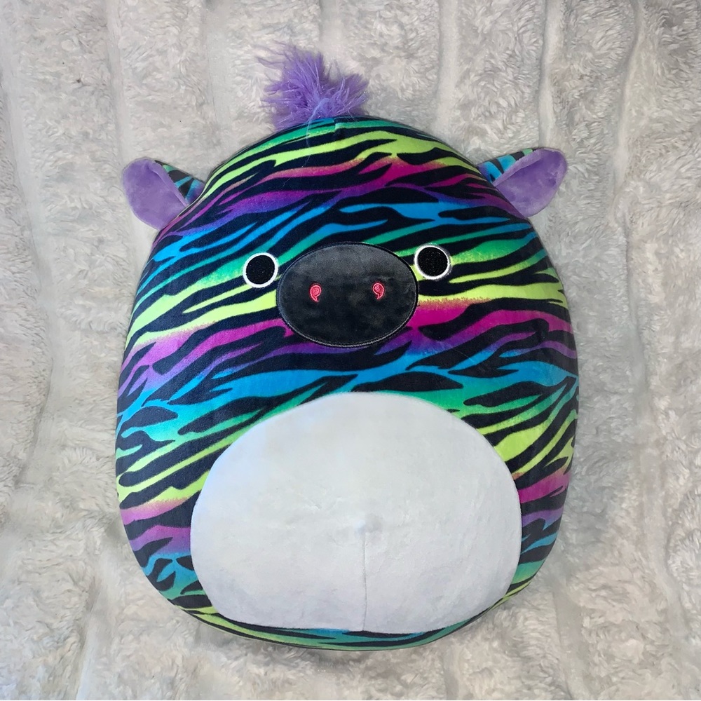 Squishmallows 16" Safiyah, Rainbow Neon Stripe Zebra | Stuffed Plush Kellytoy
